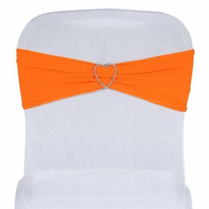 Spandex Sash Bands |  5 Pack Orange Spandex Stretch Chair Sashes Bands Heavy Duty with Two Ply Spandex – 5″x12″