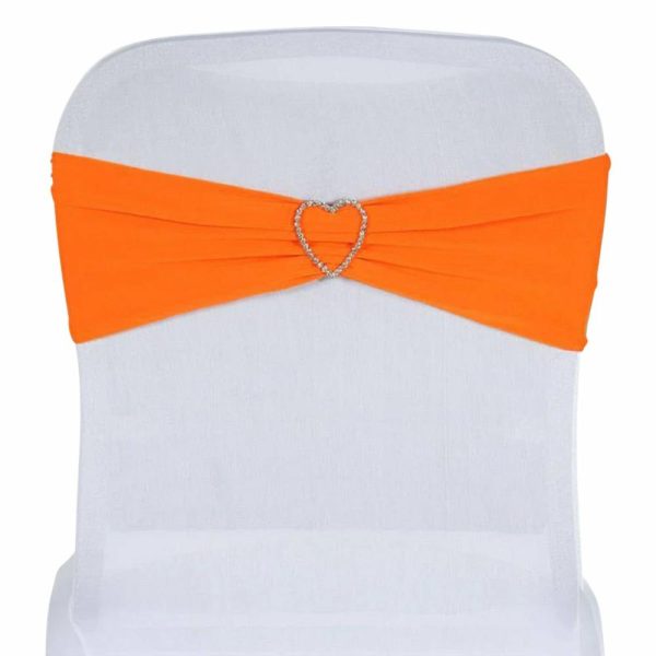 Spandex Sash Bands |  5 Pack Orange Spandex Stretch Chair Sashes Bands Heavy Duty with Two Ply Spandex – 5″x12″