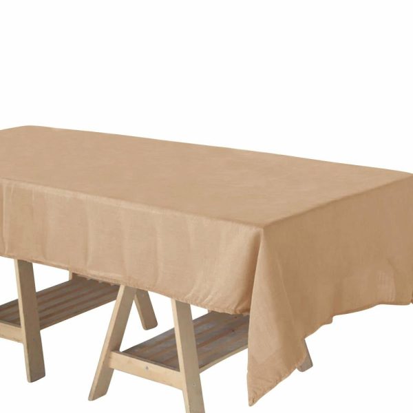 Jute & Lace |  60″x102″ Natural Seamless Rectangular Tablecloth, Linen Table Cloth With Slubby Textured, Wrinkle Resistant