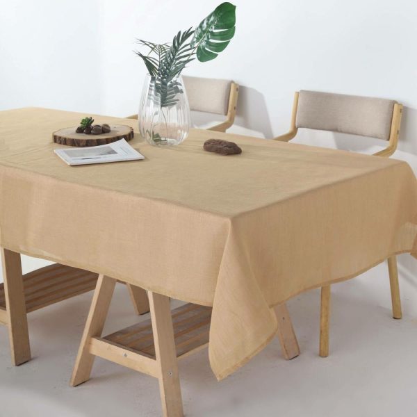 Jute & Lace |  60″x102″ Natural Seamless Rectangular Tablecloth, Linen Table Cloth With Slubby Textured, Wrinkle Resistant