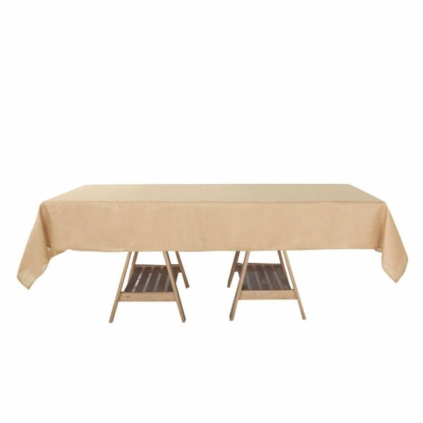 Jute & Lace |  60″x102″ Natural Seamless Rectangular Tablecloth, Linen Table Cloth With Slubby Textured, Wrinkle Resistant