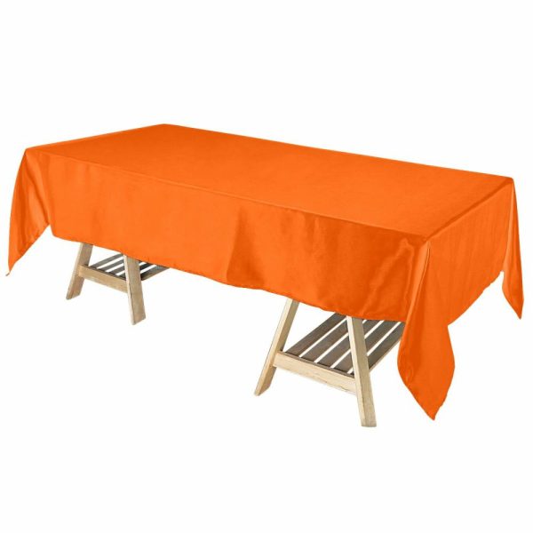 Satin |  60″x102″ Orange Seamless Smooth Satin Rectangular Tablecloth