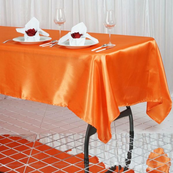 Satin |  60″x102″ Orange Seamless Smooth Satin Rectangular Tablecloth