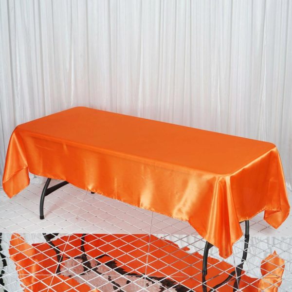 Satin |  60″x102″ Orange Seamless Smooth Satin Rectangular Tablecloth