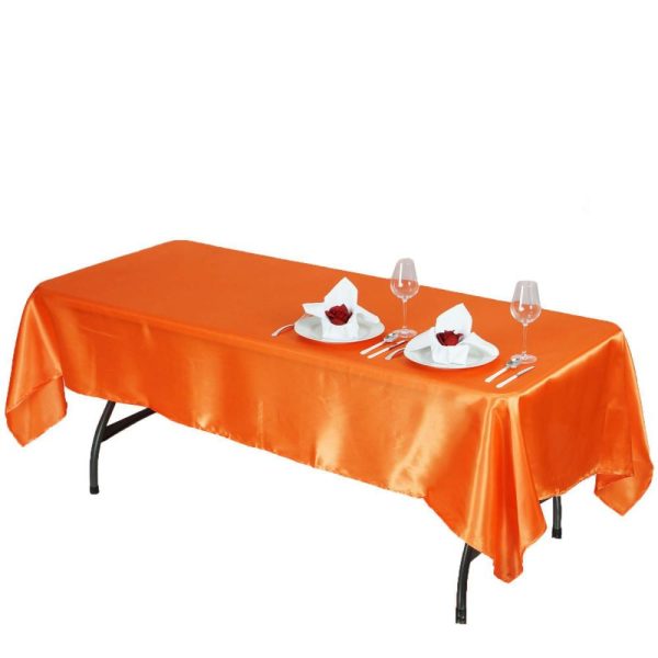 Satin |  60″x102″ Orange Seamless Smooth Satin Rectangular Tablecloth