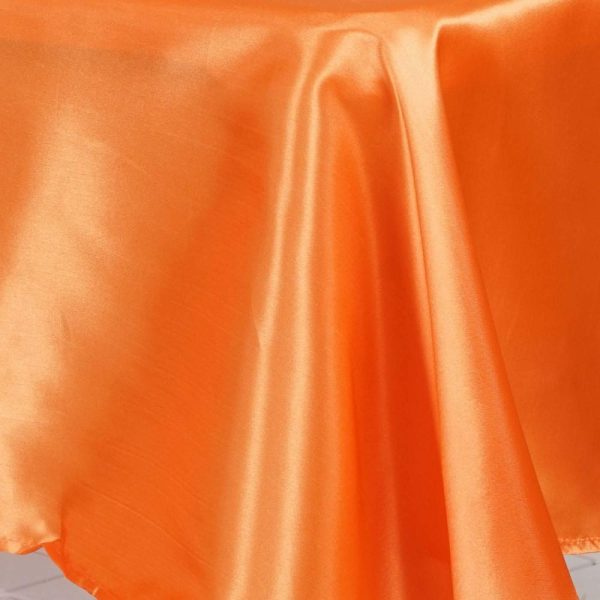 Satin |  60″x102″ Orange Seamless Smooth Satin Rectangular Tablecloth