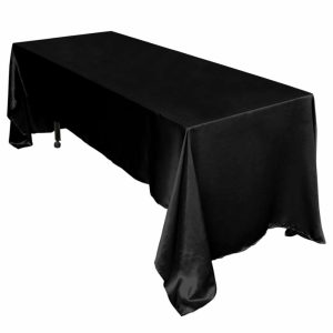 Satin |  60″x126″ Black Seamless Satin Rectangular Tablecloth