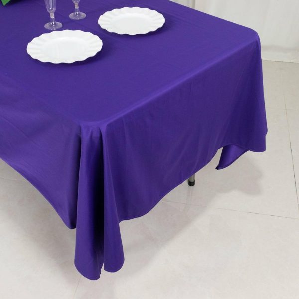 Scuba |  60″x102″ Purple Premium Scuba Wrinkle Free Rectangular Tablecloth, Seamless Scuba Polyester Tablecloth