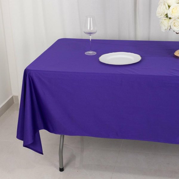 Scuba |  60″x102″ Purple Premium Scuba Wrinkle Free Rectangular Tablecloth, Seamless Scuba Polyester Tablecloth