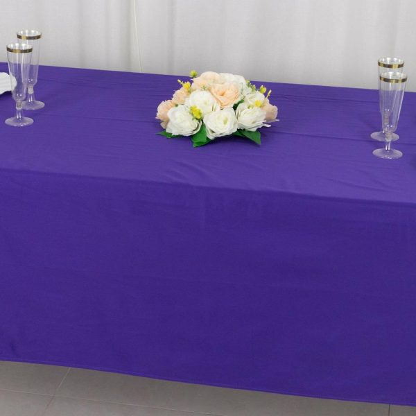 Scuba |  60″x102″ Purple Premium Scuba Wrinkle Free Rectangular Tablecloth, Seamless Scuba Polyester Tablecloth