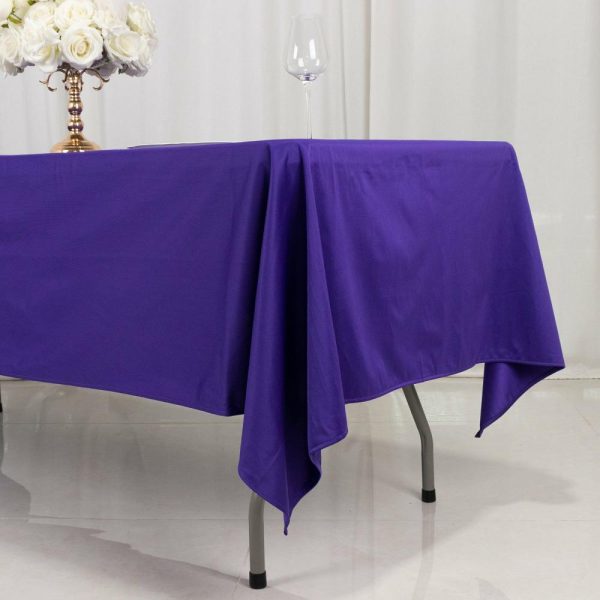 Scuba |  60″x102″ Purple Premium Scuba Wrinkle Free Rectangular Tablecloth, Seamless Scuba Polyester Tablecloth