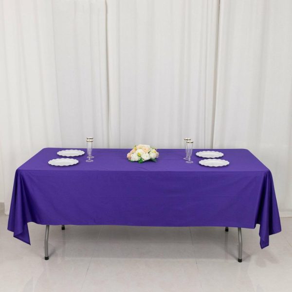 Scuba |  60″x102″ Purple Premium Scuba Wrinkle Free Rectangular Tablecloth, Seamless Scuba Polyester Tablecloth