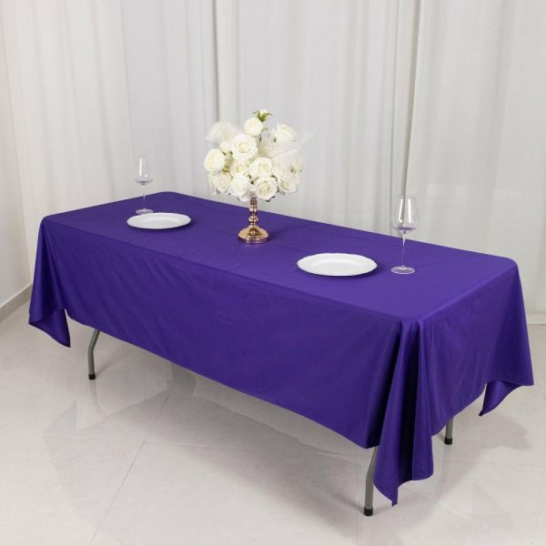 Scuba |  60″x102″ Purple Premium Scuba Wrinkle Free Rectangular Tablecloth, Seamless Scuba Polyester Tablecloth