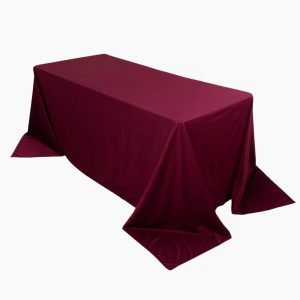 Scuba |  90″x132″ Burgundy Premium Scuba Wrinkle Free Rectangular Tablecloth, Seamless Scuba Polyester Tablecloth for 6 Foot Table With Floor-Length Drop