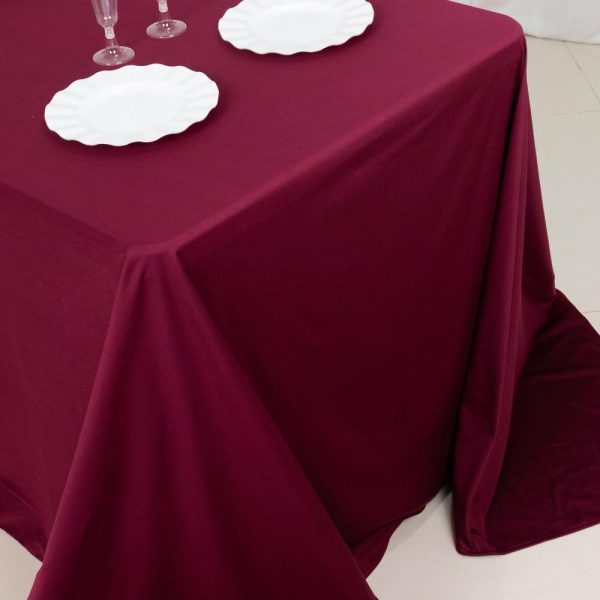 Scuba |  90″x132″ Burgundy Premium Scuba Wrinkle Free Rectangular Tablecloth, Seamless Scuba Polyester Tablecloth for 6 Foot Table With Floor-Length Drop