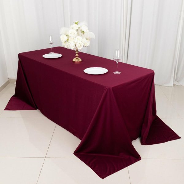 Scuba |  90″x132″ Burgundy Premium Scuba Wrinkle Free Rectangular Tablecloth, Seamless Scuba Polyester Tablecloth for 6 Foot Table With Floor-Length Drop