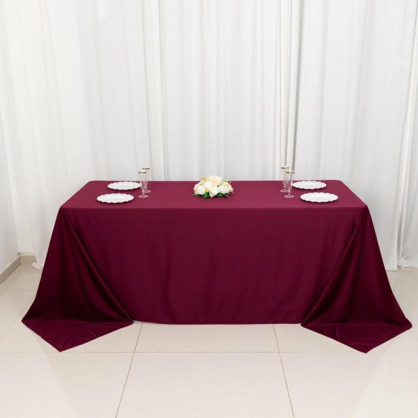 Scuba |  90″x132″ Burgundy Premium Scuba Wrinkle Free Rectangular Tablecloth, Seamless Scuba Polyester Tablecloth for 6 Foot Table With Floor-Length Drop