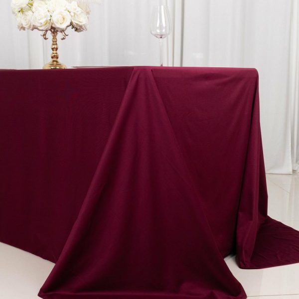 Scuba |  90″x132″ Burgundy Premium Scuba Wrinkle Free Rectangular Tablecloth, Seamless Scuba Polyester Tablecloth for 6 Foot Table With Floor-Length Drop