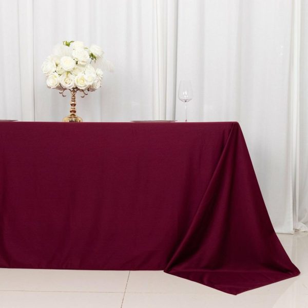 Scuba |  90″x132″ Burgundy Premium Scuba Wrinkle Free Rectangular Tablecloth, Seamless Scuba Polyester Tablecloth for 6 Foot Table With Floor-Length Drop