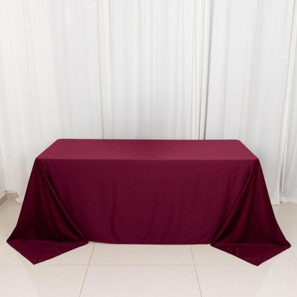 Scuba |  90″x132″ Burgundy Premium Scuba Wrinkle Free Rectangular Tablecloth, Seamless Scuba Polyester Tablecloth for 6 Foot Table With Floor-Length Drop