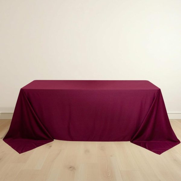 Scuba |  90″x132″ Burgundy Premium Scuba Wrinkle Free Rectangular Tablecloth, Seamless Scuba Polyester Tablecloth for 6 Foot Table With Floor-Length Drop