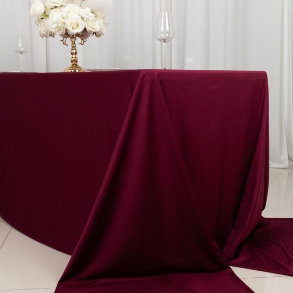 Scuba |  90″x156″ Burgundy Premium Scuba Wrinkle Free Rectangular Tablecloth, Seamless Scuba Polyester Tablecloth for 8 Foot Table With Floor-Length Drop