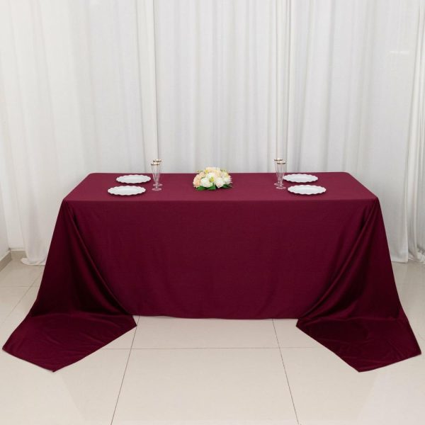 Scuba |  90″x156″ Burgundy Premium Scuba Wrinkle Free Rectangular Tablecloth, Seamless Scuba Polyester Tablecloth for 8 Foot Table With Floor-Length Drop