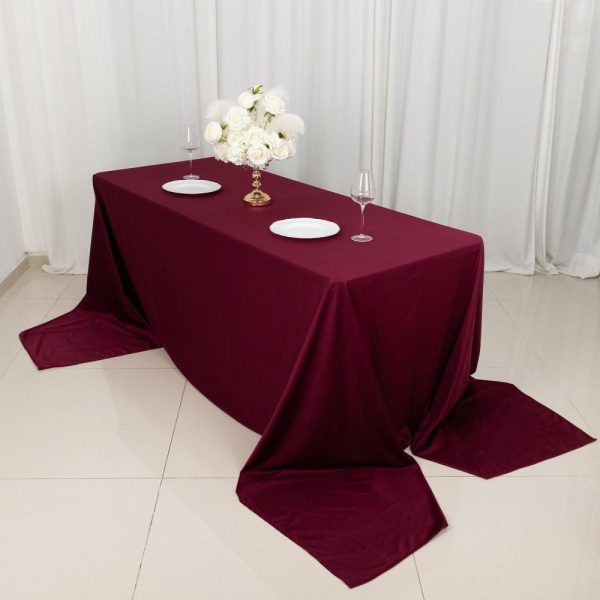 Scuba |  90″x156″ Burgundy Premium Scuba Wrinkle Free Rectangular Tablecloth, Seamless Scuba Polyester Tablecloth for 8 Foot Table With Floor-Length Drop