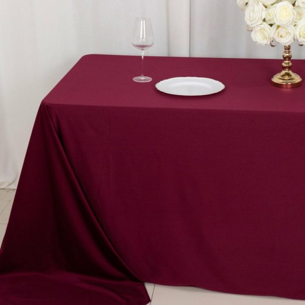 Scuba |  90″x156″ Burgundy Premium Scuba Wrinkle Free Rectangular Tablecloth, Seamless Scuba Polyester Tablecloth for 8 Foot Table With Floor-Length Drop