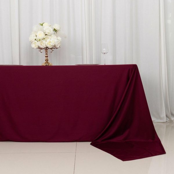 Scuba |  90″x156″ Burgundy Premium Scuba Wrinkle Free Rectangular Tablecloth, Seamless Scuba Polyester Tablecloth for 8 Foot Table With Floor-Length Drop