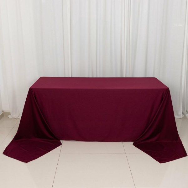 Scuba |  90″x156″ Burgundy Premium Scuba Wrinkle Free Rectangular Tablecloth, Seamless Scuba Polyester Tablecloth for 8 Foot Table With Floor-Length Drop