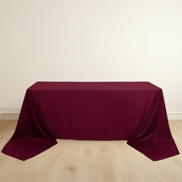 Scuba |  90″x156″ Burgundy Premium Scuba Wrinkle Free Rectangular Tablecloth, Seamless Scuba Polyester Tablecloth for 8 Foot Table With Floor-Length Drop