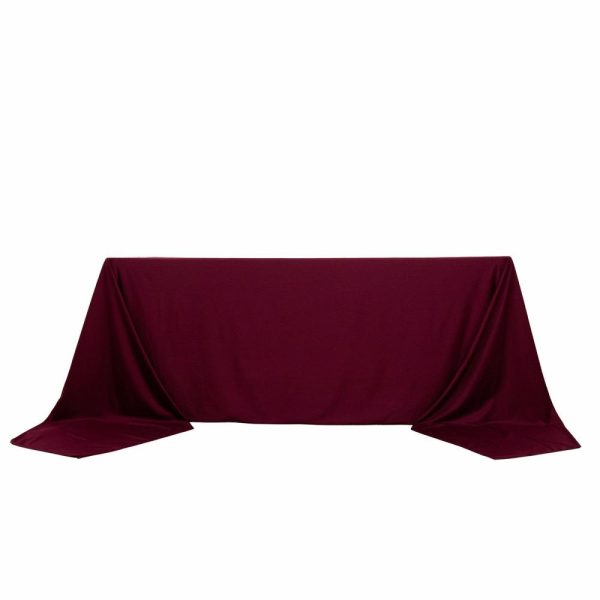 Scuba |  90″x156″ Burgundy Premium Scuba Wrinkle Free Rectangular Tablecloth, Seamless Scuba Polyester Tablecloth for 8 Foot Table With Floor-Length Drop