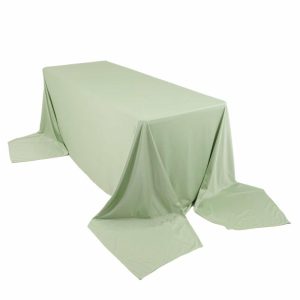 Scuba |  90″x156″ Sage Green Premium Scuba Wrinkle Free Rectangular Tablecloth, Seamless Scuba Polyester Tablecloth for 8 Foot Table With Floor-Length Drop