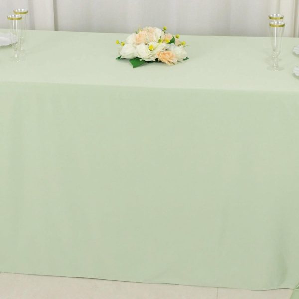 Scuba |  90″x156″ Sage Green Premium Scuba Wrinkle Free Rectangular Tablecloth, Seamless Scuba Polyester Tablecloth for 8 Foot Table With Floor-Length Drop