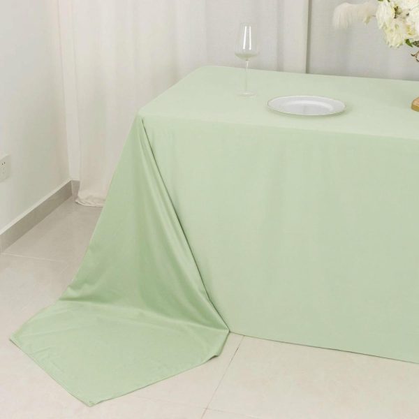 Scuba |  90″x156″ Sage Green Premium Scuba Wrinkle Free Rectangular Tablecloth, Seamless Scuba Polyester Tablecloth for 8 Foot Table With Floor-Length Drop