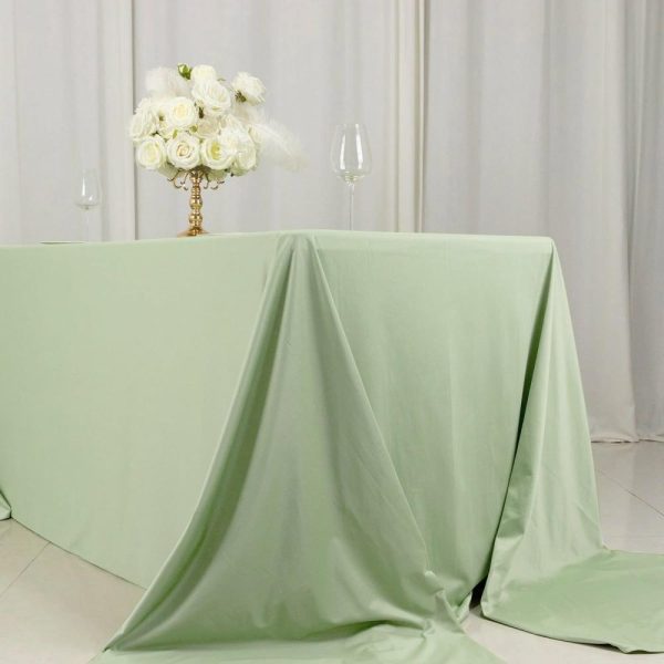 Scuba |  90″x156″ Sage Green Premium Scuba Wrinkle Free Rectangular Tablecloth, Seamless Scuba Polyester Tablecloth for 8 Foot Table With Floor-Length Drop