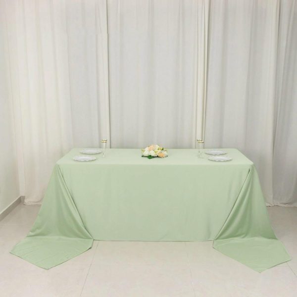 Scuba |  90″x156″ Sage Green Premium Scuba Wrinkle Free Rectangular Tablecloth, Seamless Scuba Polyester Tablecloth for 8 Foot Table With Floor-Length Drop