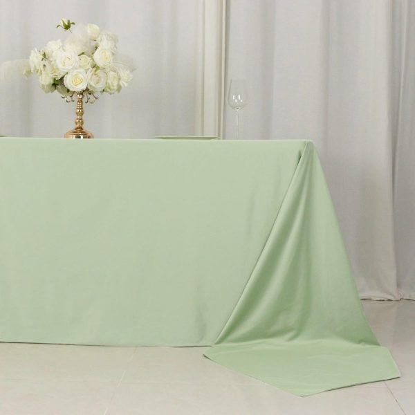 Scuba |  90″x156″ Sage Green Premium Scuba Wrinkle Free Rectangular Tablecloth, Seamless Scuba Polyester Tablecloth for 8 Foot Table With Floor-Length Drop