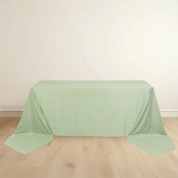 Scuba |  90″x156″ Sage Green Premium Scuba Wrinkle Free Rectangular Tablecloth, Seamless Scuba Polyester Tablecloth for 8 Foot Table With Floor-Length Drop