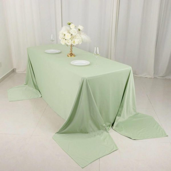 Scuba |  90″x156″ Sage Green Premium Scuba Wrinkle Free Rectangular Tablecloth, Seamless Scuba Polyester Tablecloth for 8 Foot Table With Floor-Length Drop