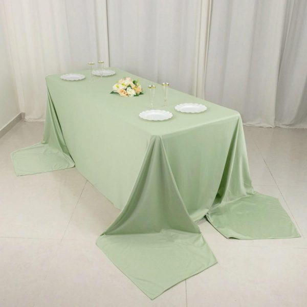 Scuba |  90″x156″ Sage Green Premium Scuba Wrinkle Free Rectangular Tablecloth, Seamless Scuba Polyester Tablecloth for 8 Foot Table With Floor-Length Drop