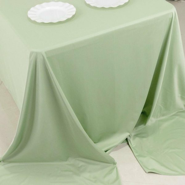 Scuba |  90″x156″ Sage Green Premium Scuba Wrinkle Free Rectangular Tablecloth, Seamless Scuba Polyester Tablecloth for 8 Foot Table With Floor-Length Drop