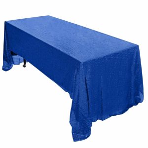 Sequin & Shimmer |  60″x126″ Royal Blue Seamless Premium Sequin Rectangle Tablecloth