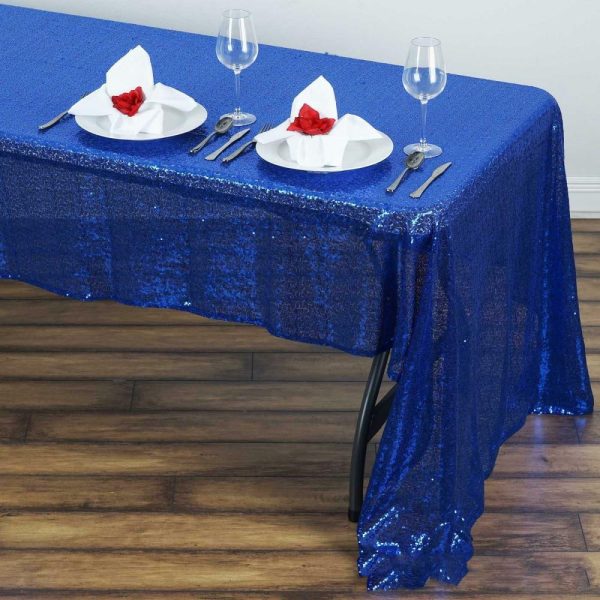 Sequin & Shimmer |  60″x126″ Royal Blue Seamless Premium Sequin Rectangle Tablecloth