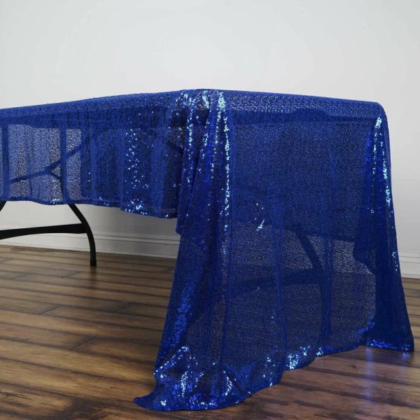 Sequin & Shimmer |  60″x126″ Royal Blue Seamless Premium Sequin Rectangle Tablecloth