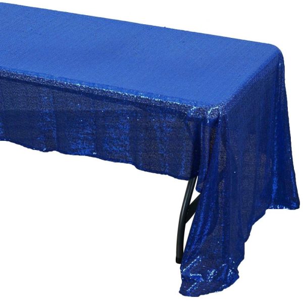 Sequin & Shimmer |  60″x126″ Royal Blue Seamless Premium Sequin Rectangle Tablecloth