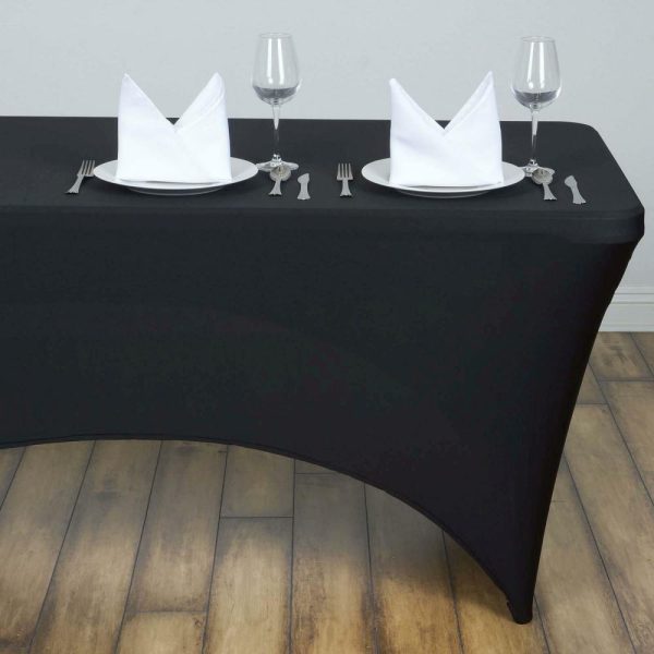 Spandex & Fitted |  4ft Black Rectangular Stretch Spandex Tablecloth