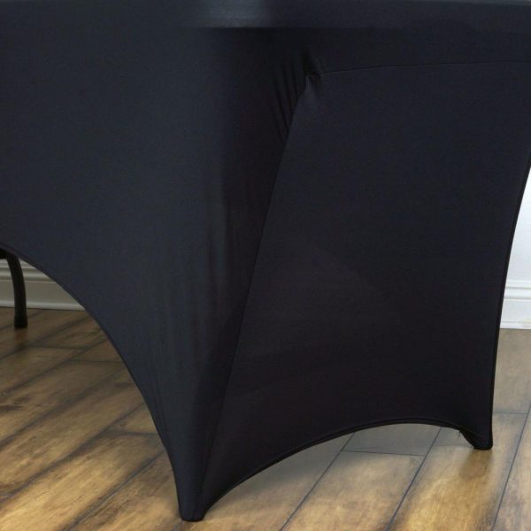 Spandex & Fitted |  4ft Black Rectangular Stretch Spandex Tablecloth