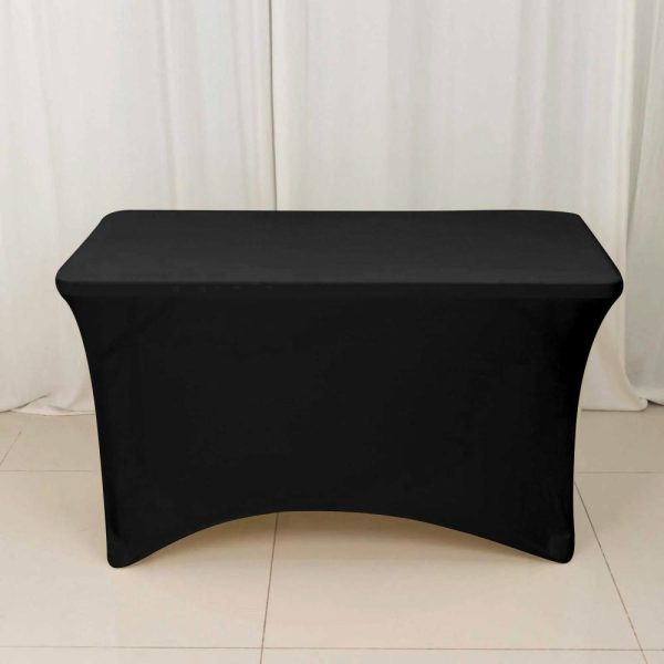 Spandex & Fitted |  4ft Black Rectangular Stretch Spandex Tablecloth